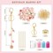 135 Pcs DIY Keychain Making Kit for Women, 4 Pcs Lip Gloss Keychains Cap for Summer Fridays Personalized Mothers Day Gifts Bag Charm Kit with Pink Ornaments Jewelry Accessory
